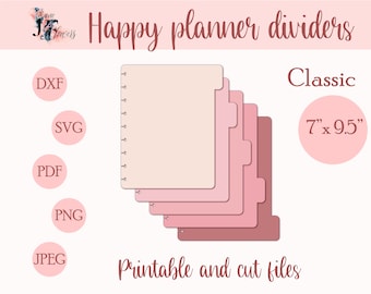 DIY dividers for Classic Happy planner, divider pages for Happy planner classic, discbound dividers for Cricut, tabs templates SVG, PDF