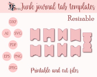 9 double journal tabs cut file, folder tabs, page tabs templates, binder dividers, digital cut file SVG DXF for Cricut, bible tabs pattern