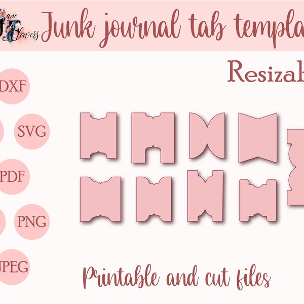 9 double journal tabs cut file, folder tabs, page tabs templates, binder dividers, digital cut file SVG DXF for Cricut, bible tabs pattern