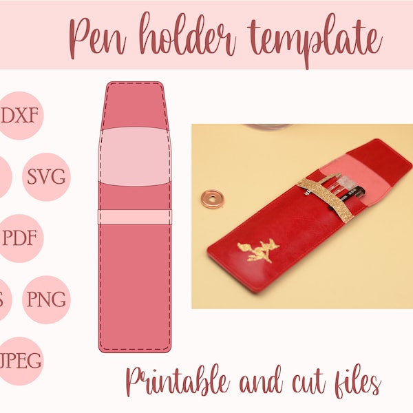 Cute pen holder template, pencil sleeve pattern, marker pouch SVG, DIY planner accessories, pen pocket, pen case, pen bag, pencil purse
