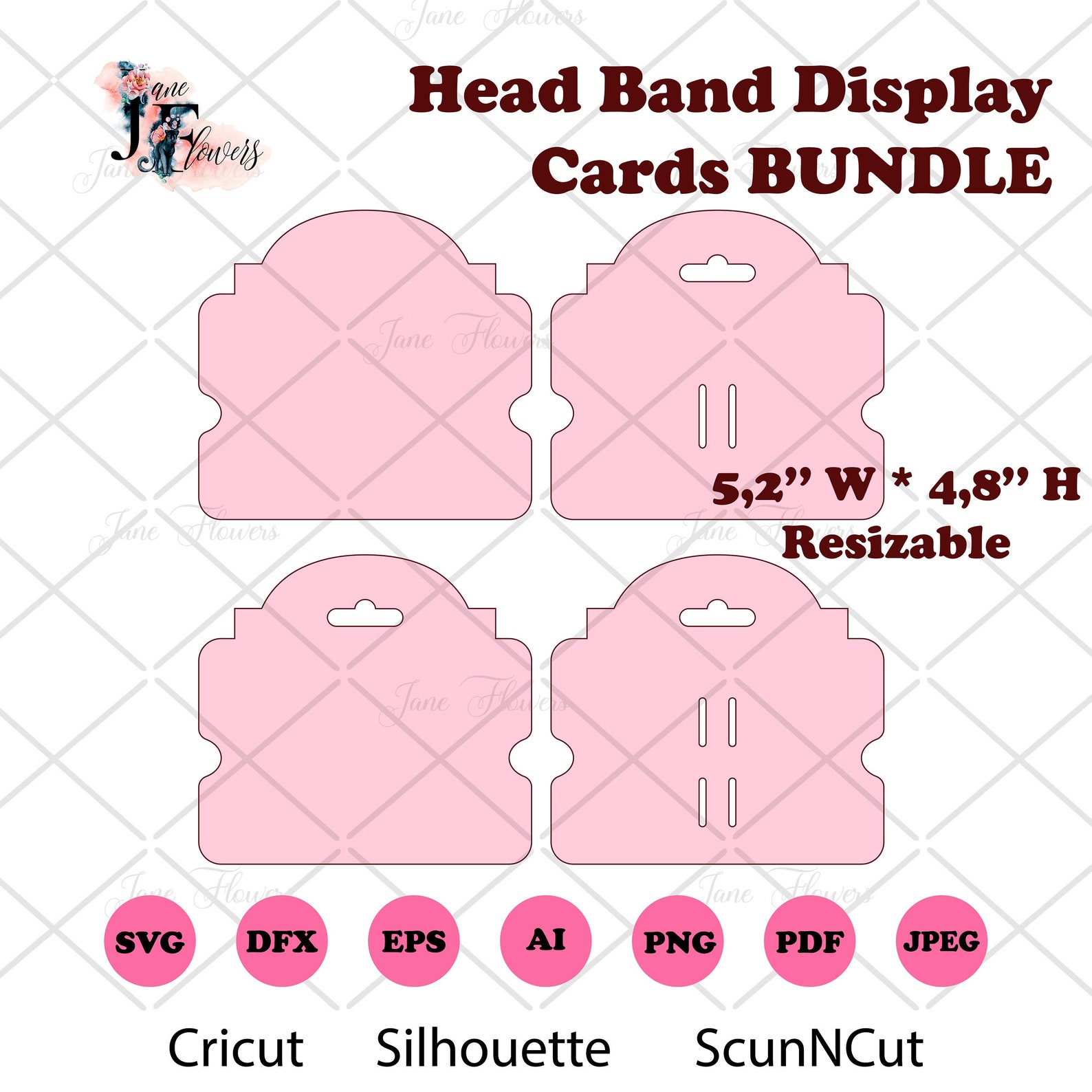 Hair bow clip display card template svg dxf png ai files Bow Etsy