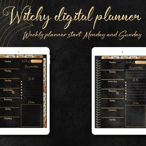 Witchy Planner, Undated Dark Mode Weekly Digital Planner for Ipad, Goth ...