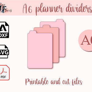 Könnte beinhalten: Druckbare A6-Planer-Teiler in Rosa mit Schnittdateiformaten: DXF, SVG und PDF.