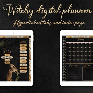 Witchy Planner, Undated Dark Mode Weekly Digital Planner for Ipad, Goth ...