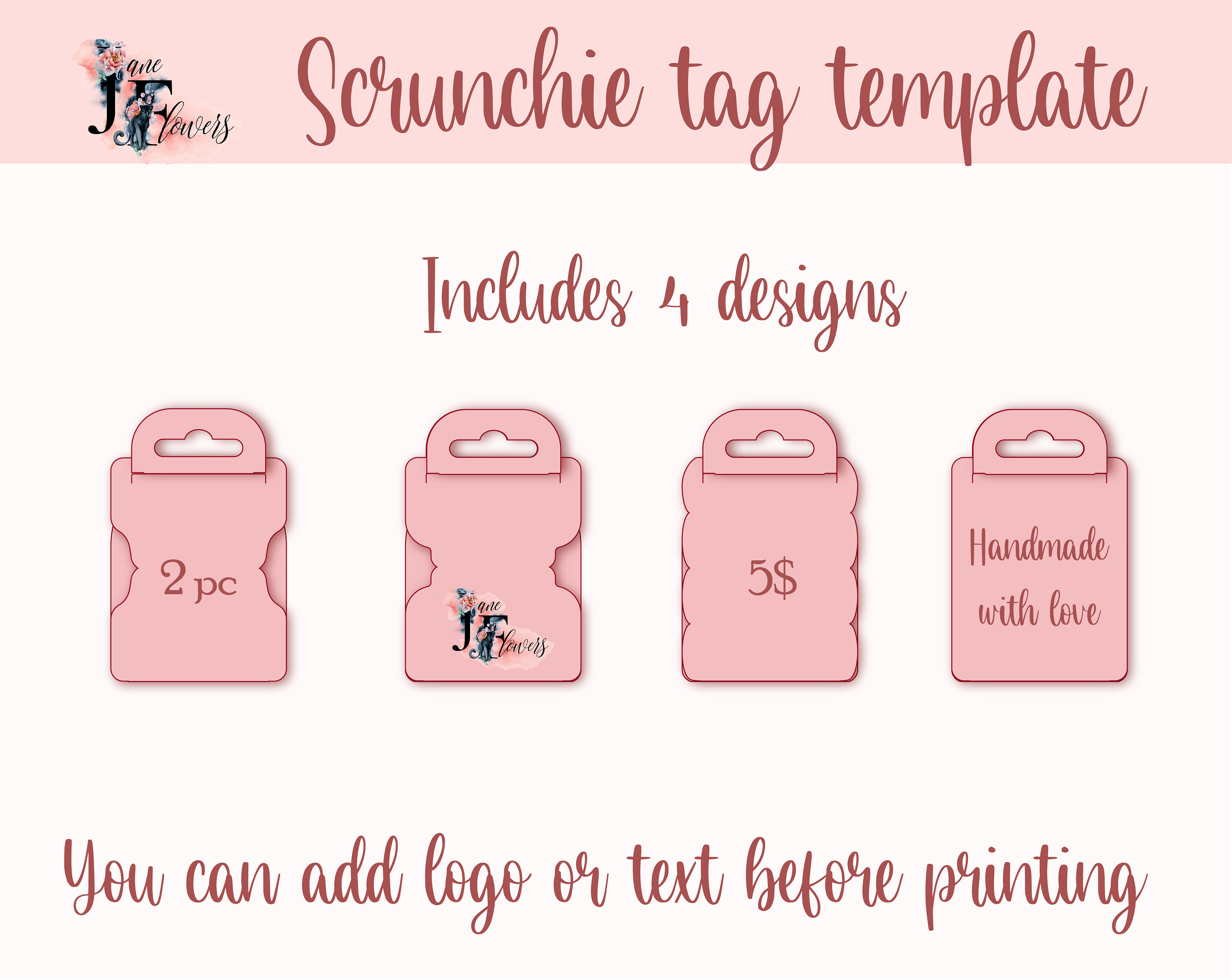 Scrunchie Card Scrunchie Display Card Template, Scrunchie Tag SVG, Headband Holder ...