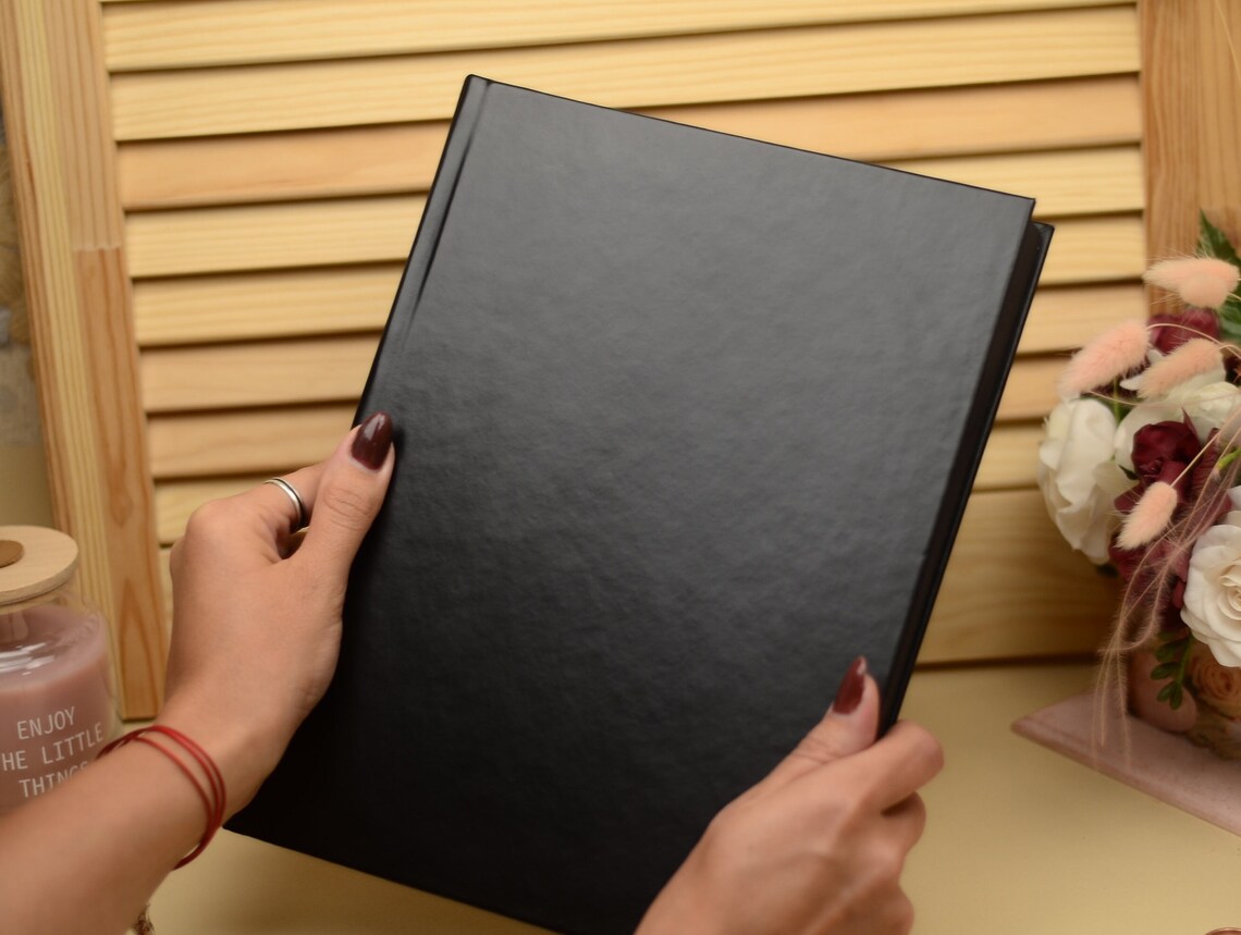 Large journal black paper notebook hardcover notebook letter Etsy