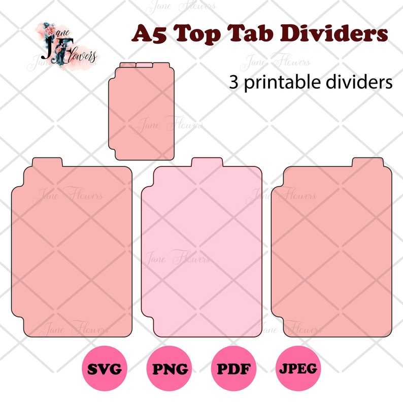 A5 Top Tab Dividers SVG PDF A5 planner dividers for Cricut Etsy