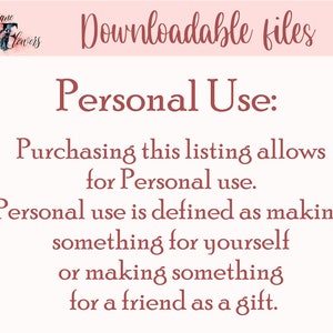 Puede incluir: Texto sobre un fondo rosa que dice "Archivos descargables" y "Uso personal: La compra de esta lista permite el uso personal. El uso personal se define como hacer algo para ti mismo o hacer algo para un amigo como regalo."