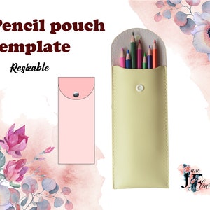 Pencil pouch SVG, pencil holder template, cute pencil case SVG, pen case template, faux leather SVG