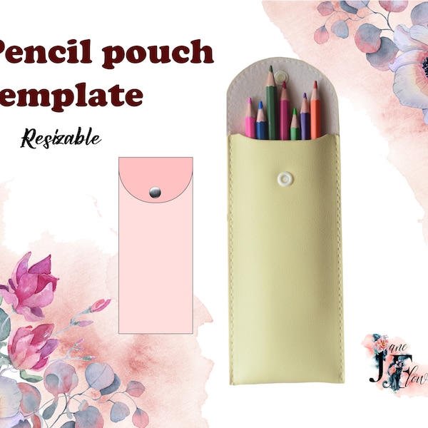 Pencil pouch SVG, pencil holder template, cute pencil case SVG, pen case template, faux leather SVG