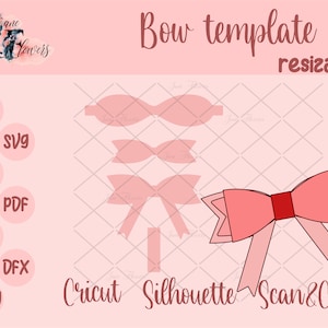 Cute bows SVG, faux leather bow template svg, hair bow pattern, hair bow svg template, bow cut file, hair accessory, felt hair bow