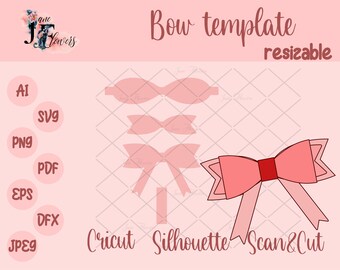 Cute bows SVG, faux leather bow template svg, hair bow pattern, hair bow svg template, bow cut file, hair accessory, felt hair bow