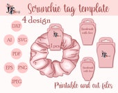 Scrunchie display card template, scrunchie hang tag SVG, headband holder pattern, handmade packaging, printable price tags, hair tie holder