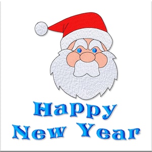 Happy New Year Santa Claus Embroidery files. Digitized Embroidery pattern Xmas, New Year holidays Instant Download Digital embroidery Design