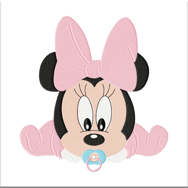 Embroidery Machine Design Girl Baby Mouse in pink with a pacifier. Exclusive pattern. Digital files dst vip pes vp3 jef hus exp xxx shv csd