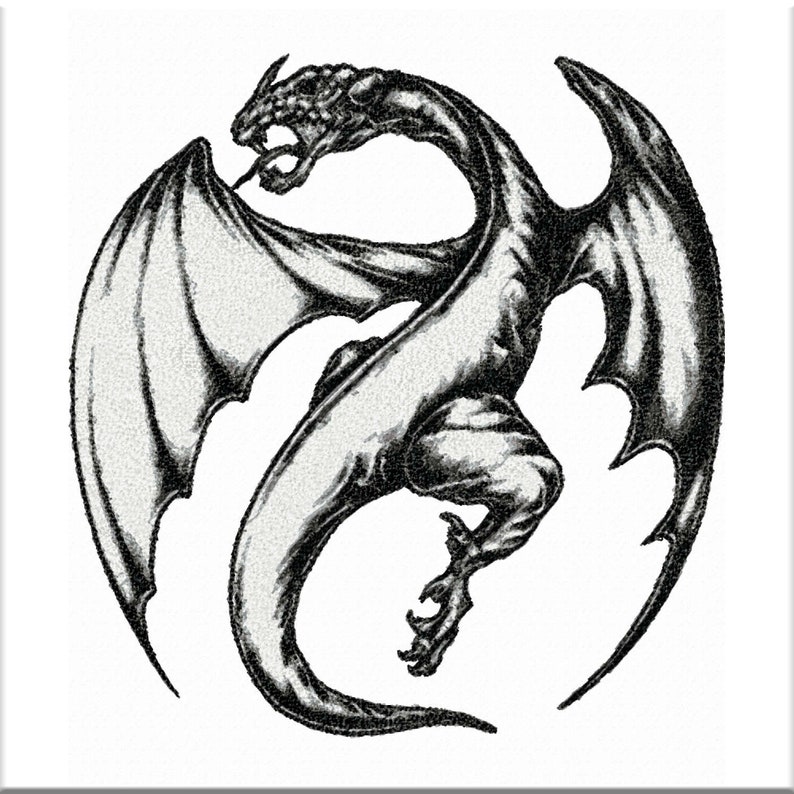 Machine Embroidery design Dragon. Digital Embroidery file vp3 Etsy