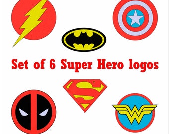Superhéroes Conjunto de logotipos Bordado diseño emblema, símbolo, signo. Bordado digital