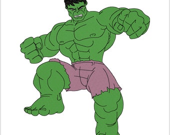 Embroidery machine design green monster. Superhero Digitized pattern. Digital  Embroidery files pes vp3 jef hus dst exp xxx shv vip csd