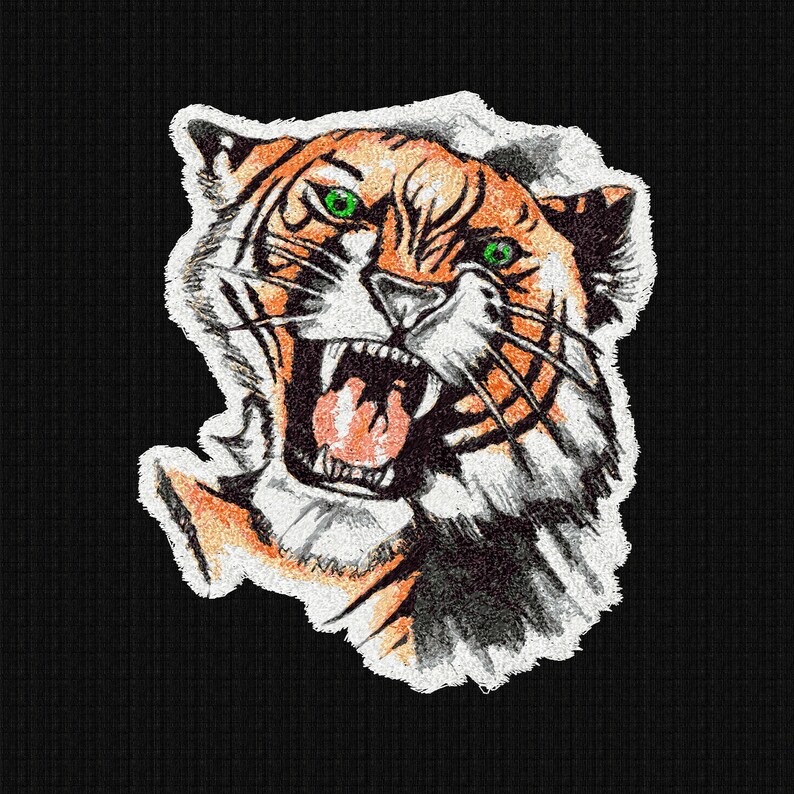 Machine Embroidery Design Tiger Face. Digitized Embroidery Etsy
