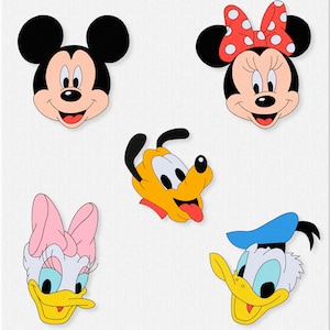 Conjunto de 5 diseños de bordado Personajes de dibujos animados. Pato, Ratón, Perro. Patrones digitalizados de 2 a 8 pulgadas. Descarga instantánea 10 Varios formatos