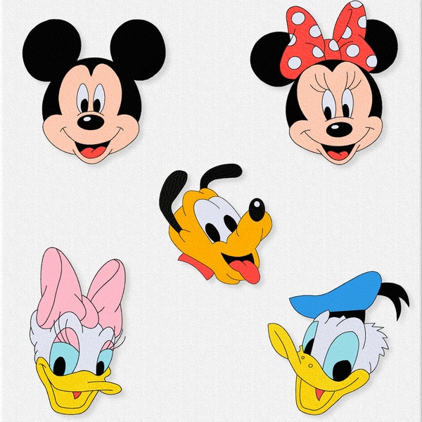 Set of 5 embroidery designs Cartoon characters. Duck, Mouse, Dog. Digitized patterns from 2 to 8 inches. Instant download 10 Various formats