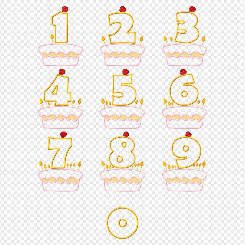 Birthday Numbers Set Machine Embroidery Applique Design. - Etsy