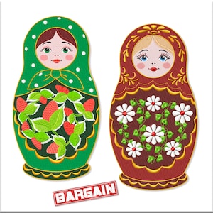 Twee machine borduurmotieven Russische Matroesjka. Gedigitaliseerd patroon. Digital Embroidery bestanden pes vp3 jef hus dst exp xxx shv vip csd