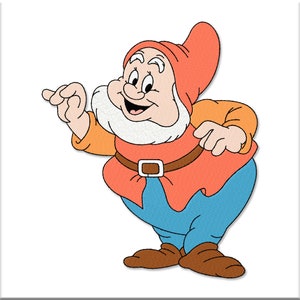 Happy Dwarf Embroidery machine design. Digital Embroidery files jef pes vp3 xxx hus dst exp shv vip csd. Digitized pattern. Instant Download