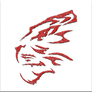 Machine Embroidery design Red Tiger. Digital Embroidery files pes vp3 jef hus exp vip dst xxx shv csd. Digitized pattern. Instant Download