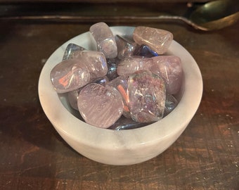 Rainbow Aura Amethyst Tumble Stone: Crown Chakra Crystal
