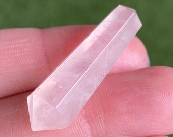 Double Terminated Rose Quartz Crystal Point: Hexagonal Tapered Gemstone