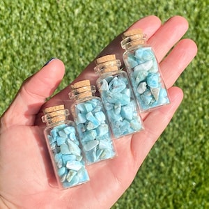 Larimar Crystal Chip Bottle: Raw Gemstone Tincture Crystals