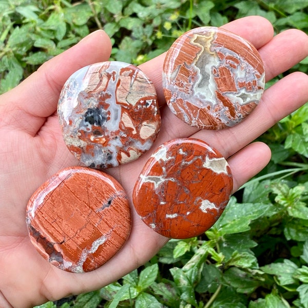 Brecciated Jasper Palm Stone, Poppy Jasper Palm Stones, Smooth Stones, Worry Stone, Jasper Crystal