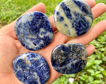 Sodalite Palm Stone: Smooth Worry Stone, Fidget Crystal