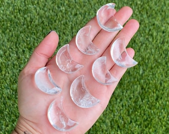 Clear Quartz Crystal Crescent Moon: Master Healer Stone