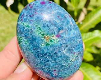 Ruby Kyanite Fuchsite Palmstone 188g Healing Crystals ERGF Palm Stone Crystal