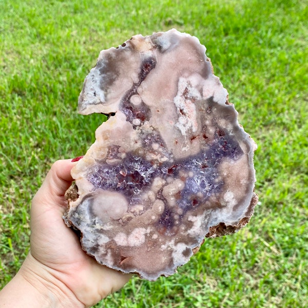 Pink Amethyst Crystal Slab, Pink Amethyst, Crystal Slab, Pink Amethyst Crystal, Geode, Display Crystal, Amethyst, Double Sided with Stand
