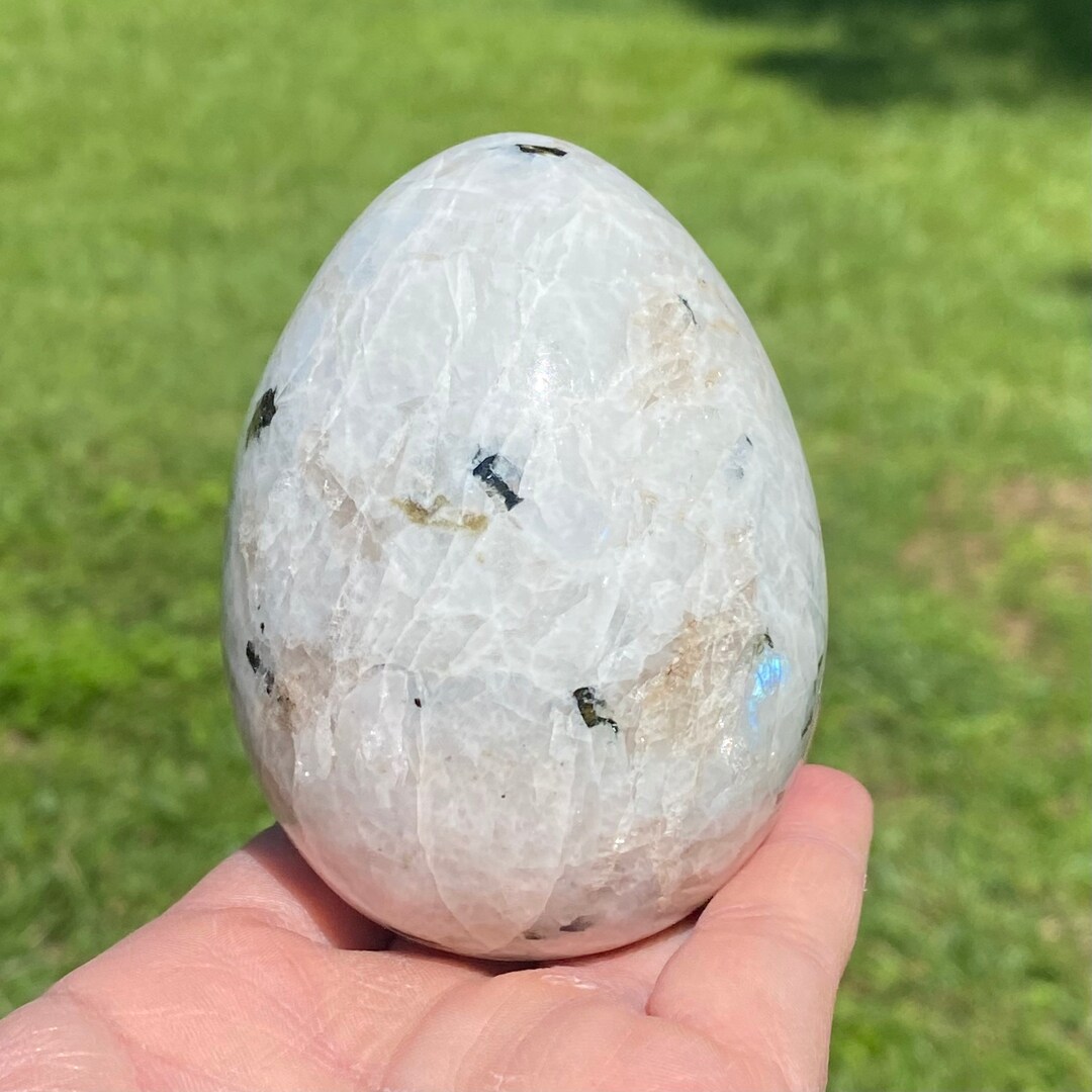 Rainbow Moonstone Egg With Stand, Rainbow Moonstone, Eggs, Moonstone