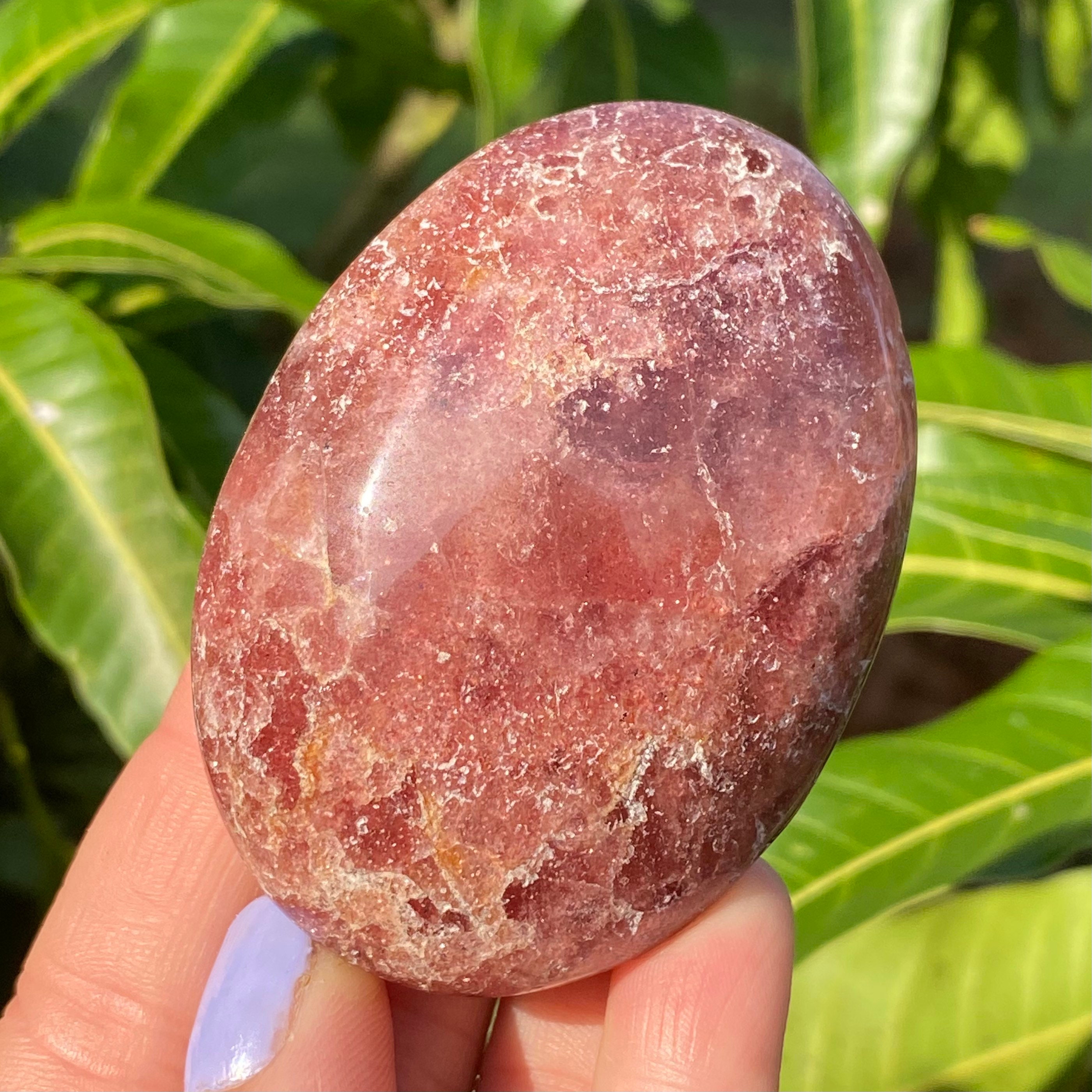 Strawberry Quartz Strawberry Quartz Palm Stone Smooth Stone Etsy UK