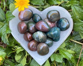 Polished Bloodstone Tumbled Stone: Green Heliotrope