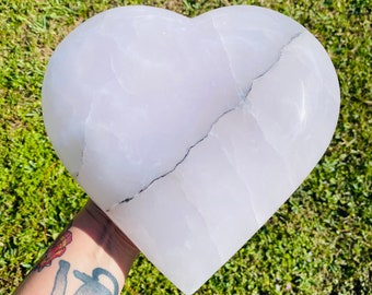 Huge Pink Mangano Calcite Heart with Stand: Polished Crystal (4516 grams)