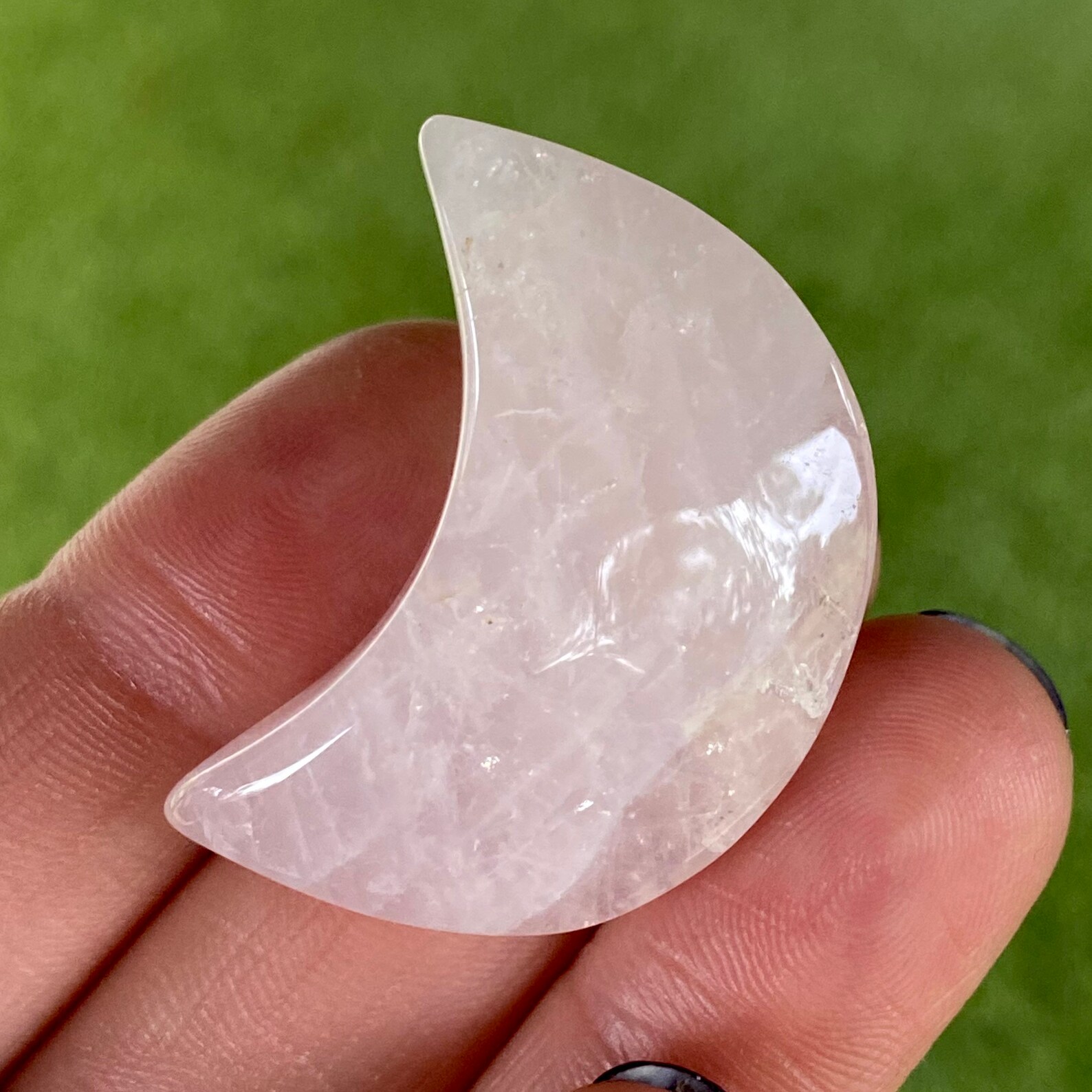 Rose Quartz Crescent Moon Rose Quartz Crystal Moon Etsy