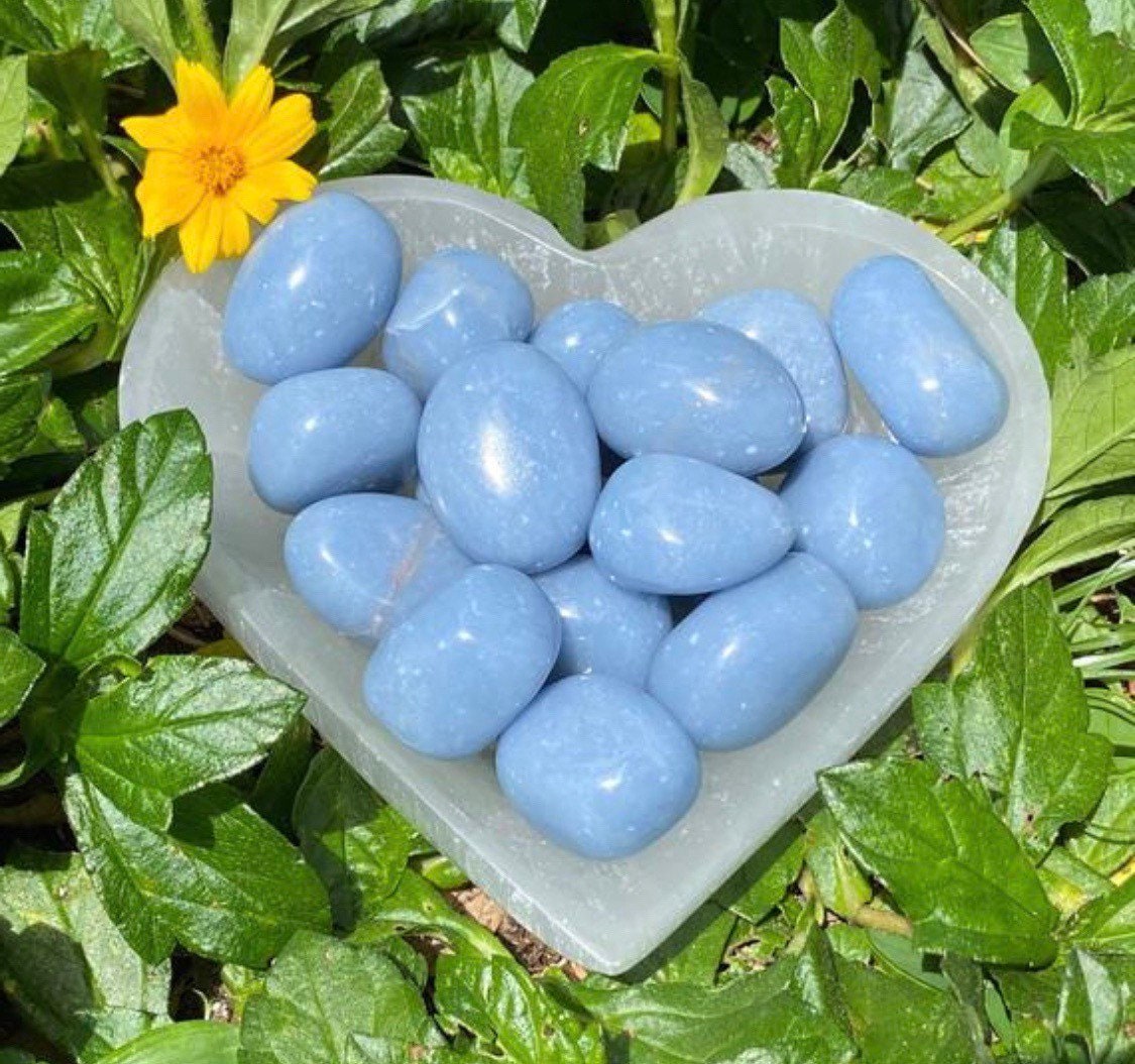 Angelite, Angelite Tumbled Stone, Angel Stone, ('A' Grade, An…