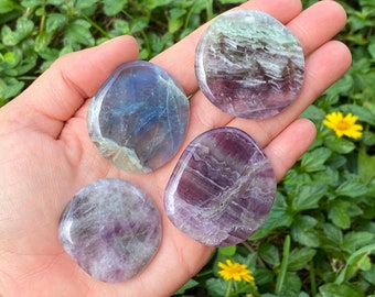 Rainbow Fluorite Palm Stone: Crystal Worry Stone with Colorful Inclusions