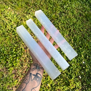 10&quot; Selenite Crystal Stick: Gypsum Charging Wand