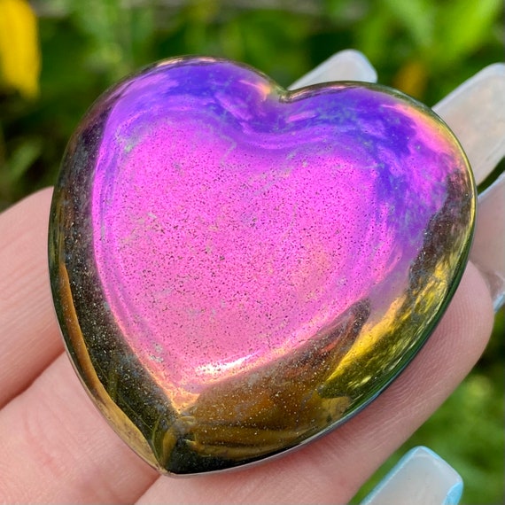 特売 Rainbow Hematite Heart, Titanium Coated Hematite, Hematite ネックレス・ペンダント