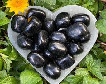 Black Obsidian Tumbled Stones: Volcanic Glass Crystals