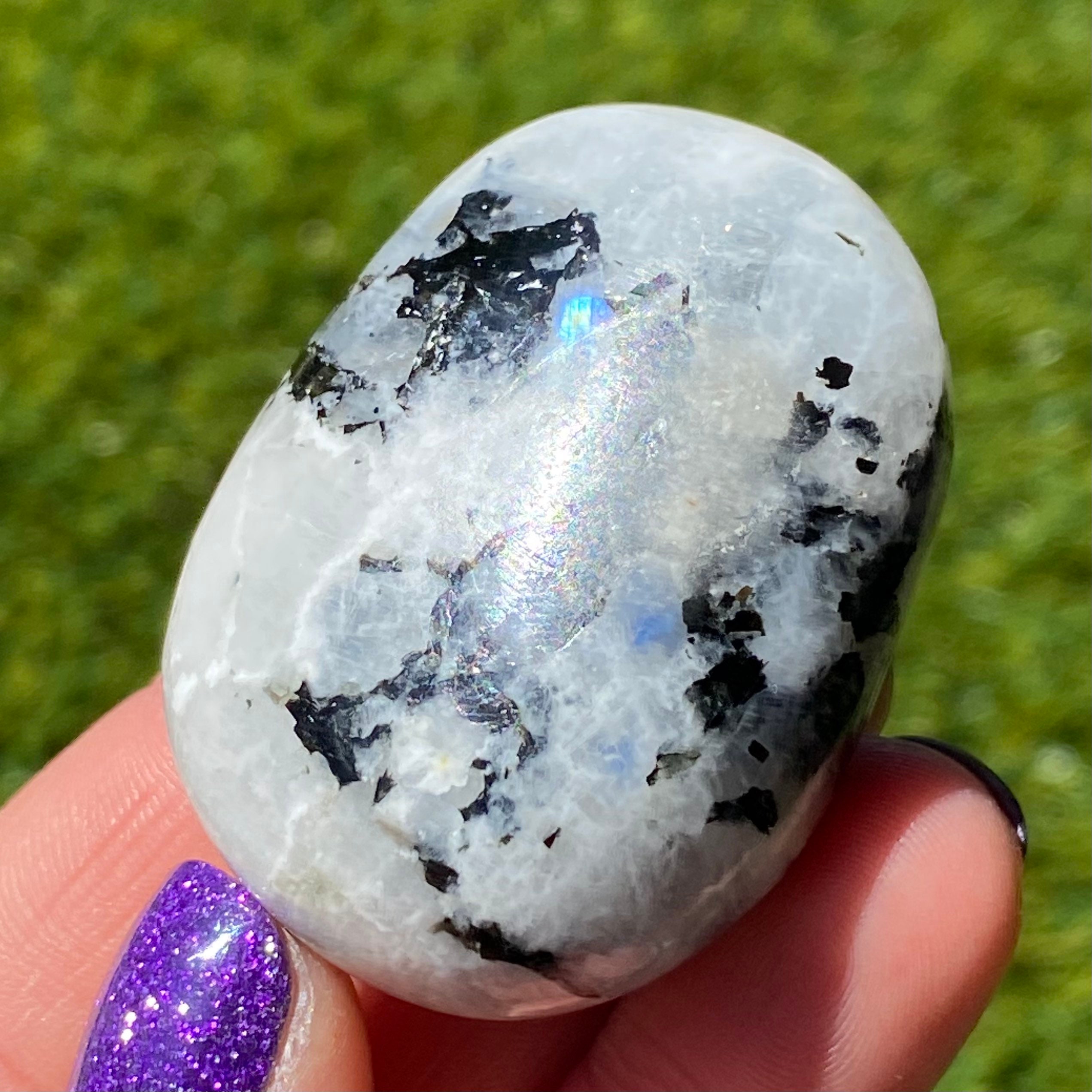 Rainbow Moonstone Palm Stone Rainbow Moonstone Crystal Etsy