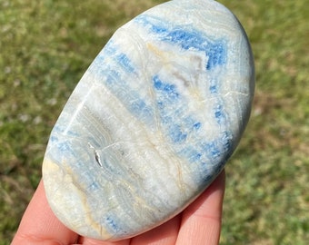 Blue Scheelite Palm Stone: Lapis Lace Onyx, Throat Chakra