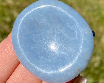 Angelite Worry Stone: Peruvian Thumb Fidget Stone